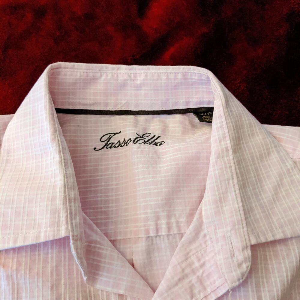 Tasso Elba Men's Textured Dress Shirt | Pink | Size 14.5 - Picture 4 of 5